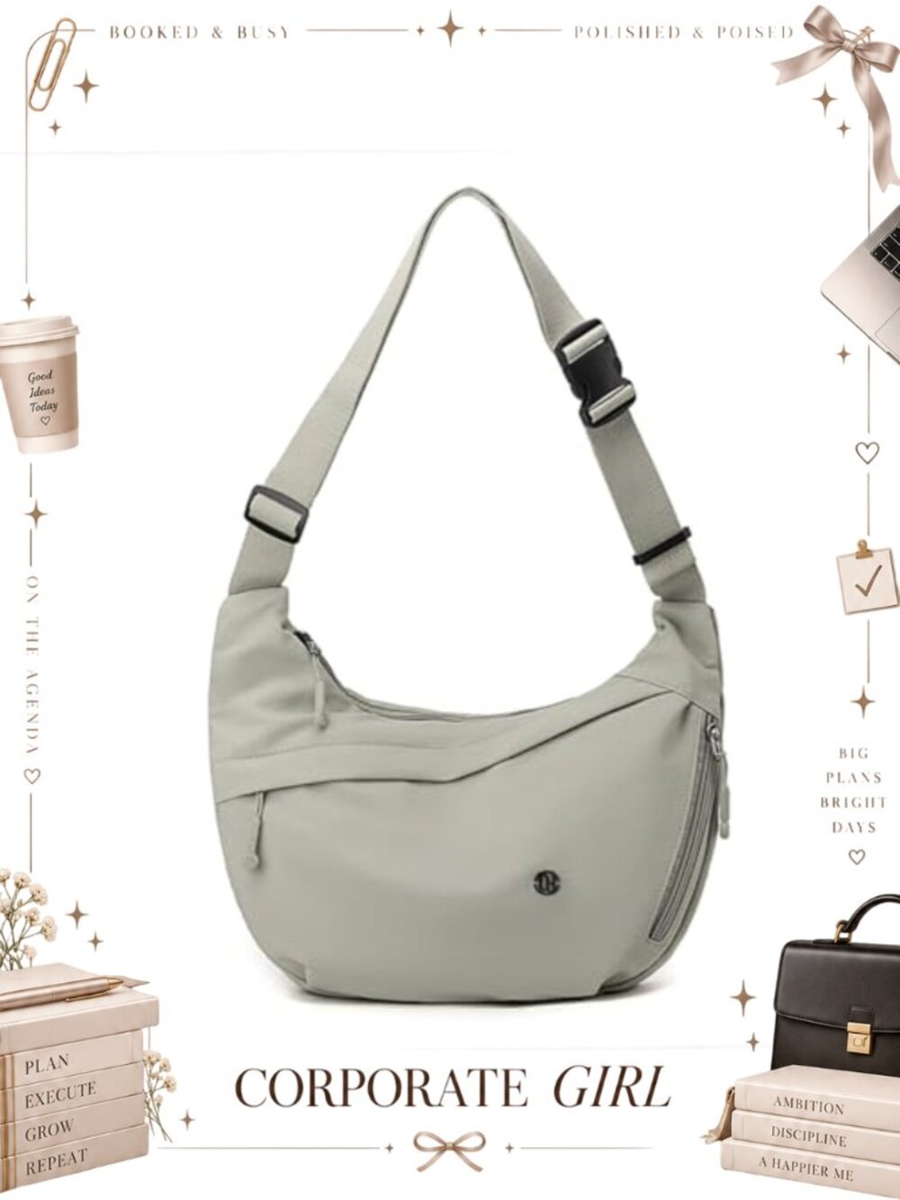 Nylon Crescent Crossbody Bag Lightweight Shoulder Handbag Travel Purse